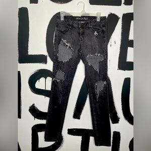 Distressed black jeans